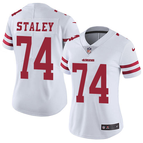 Nike 49ers #74 Joe Staley White Women's Stitched NFL Vapor Untouchable Limited Jersey - Click Image to Close